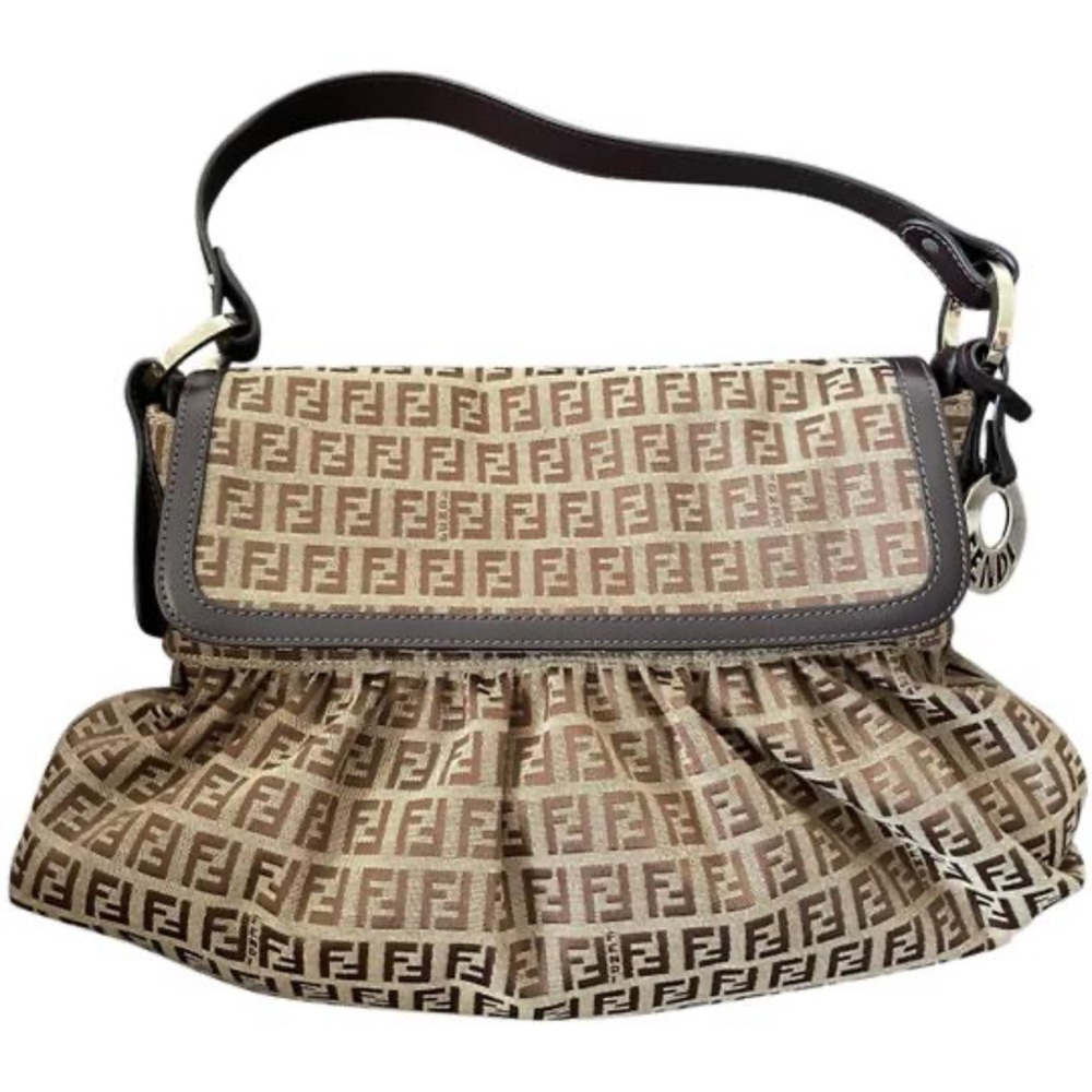 Fendi Zucca Canvas/ Leather Shoulder Bag